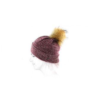 Bonnet pompon femme Bonnet avec pompon cassis